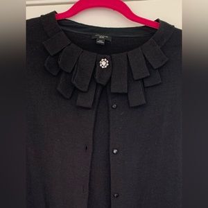 Ann Taylor Decorative Neckline Cardigan with Jewel Button, SZ M Petite